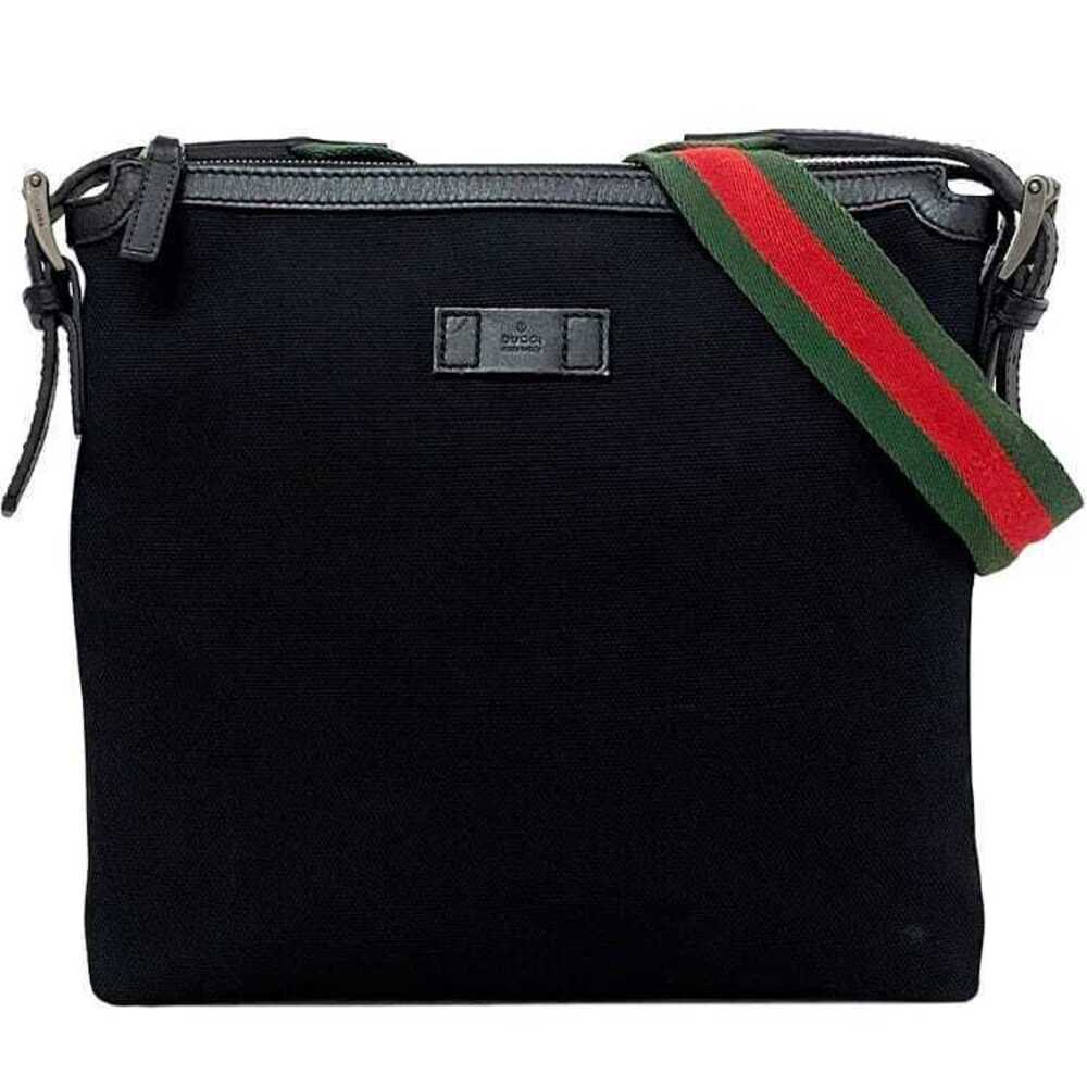 Gucci Shoulder Bag Black Green Red Sherry Leather Crossbody Messenger Stripe